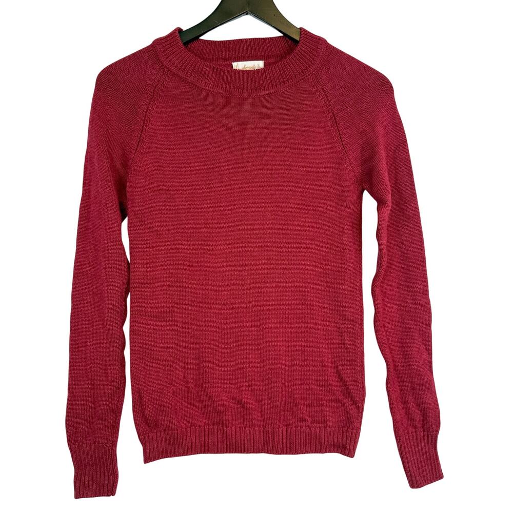 Sloomb Womens 100% Merino Wool Knit Sweater Red - XS